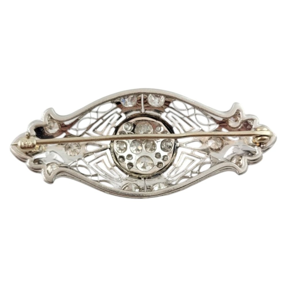 Antique Edwardian Era Platinum and 14K White Gold Diamond Brooch Pin #16451 - Picture 3 of 6
